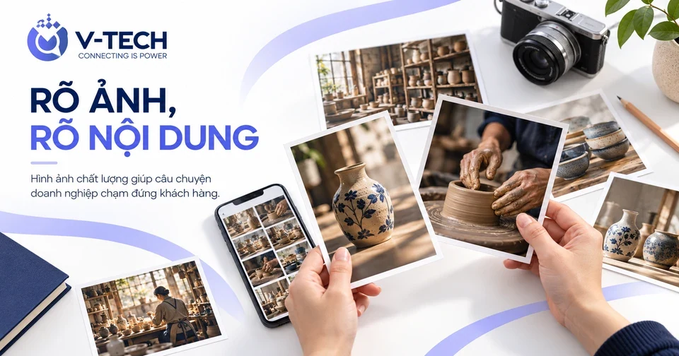 Minh họa chọn lọc ảnh sản phẩm, không gian và thao tác làm gốm trước khi đăng hồ sơ