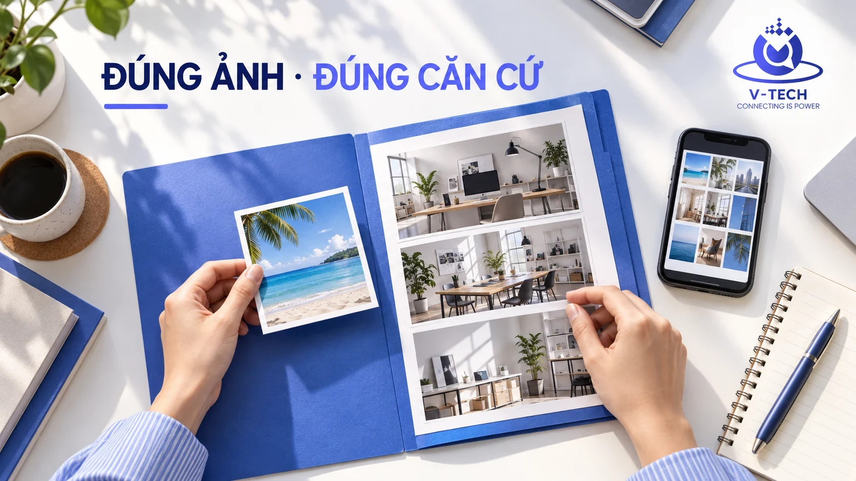Minh họa V-Tech về sắp xếp ảnh đối chiếu và ghi nhận căn cứ cho từng nội dung